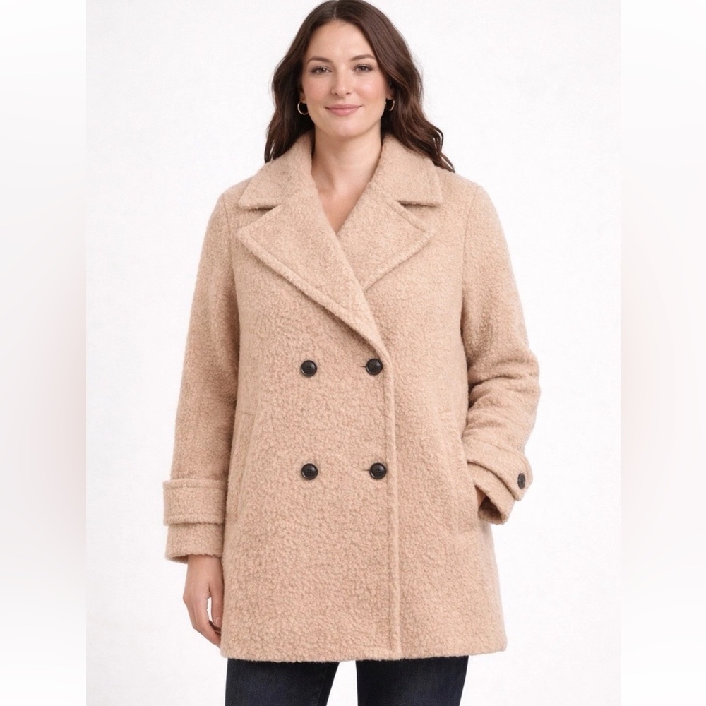 BCBGENERATION Boucle Double-Breasted Coat oatmeal XL - Picture 2 of 14